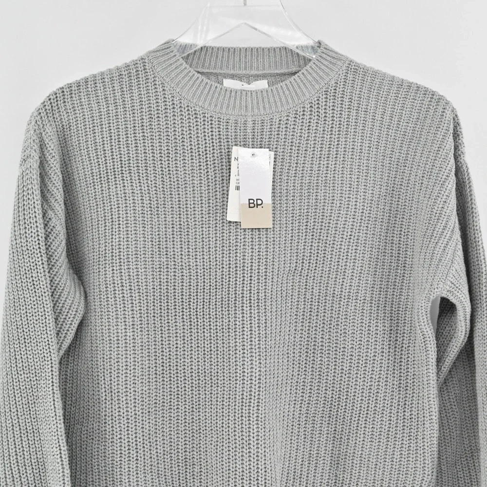 BP Shaker Stitch Crewneck Sweater Womens Size XS Grey Cotton Nordstrom Cozy Chic